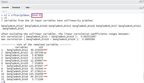 vif function in r package